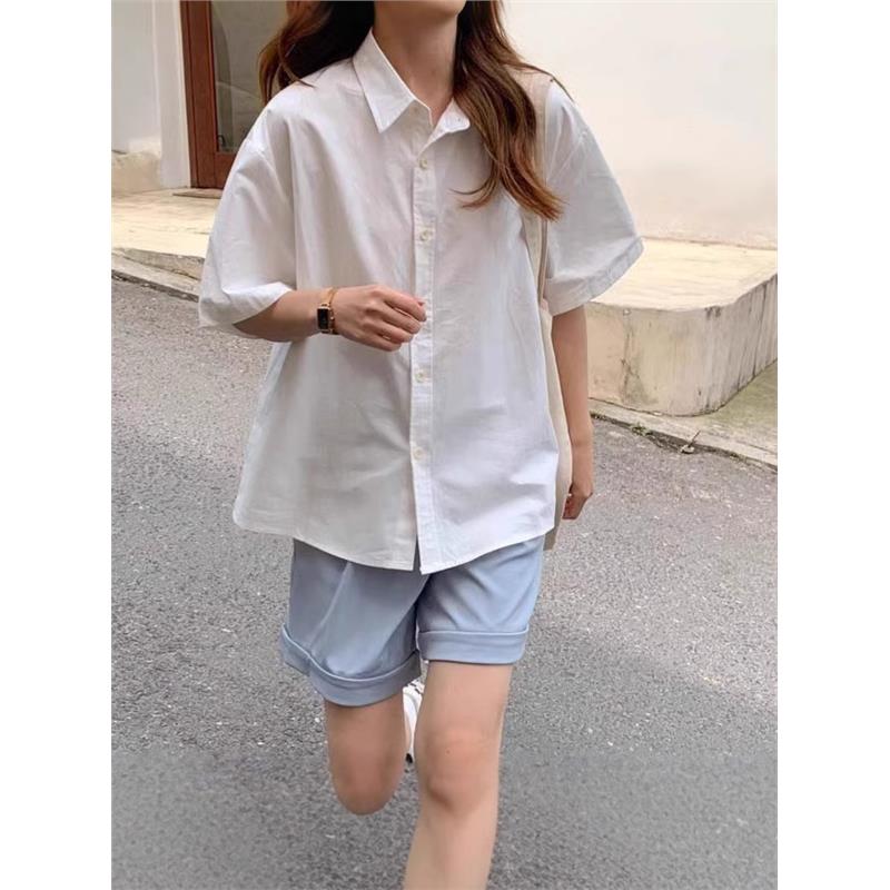 韩版宽松白衬衫女夏季202