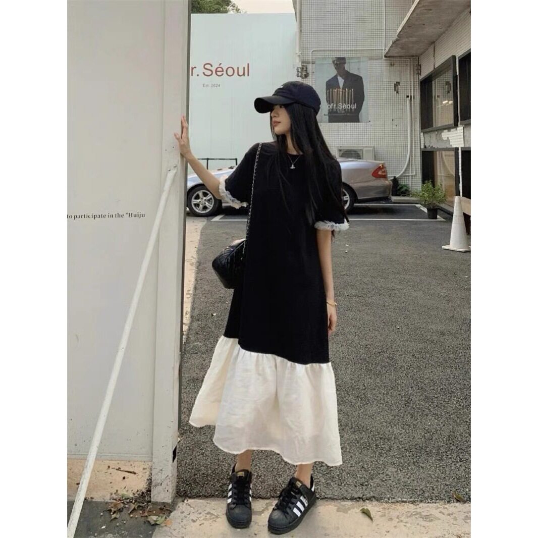 法式黑色连衣裙子女2025