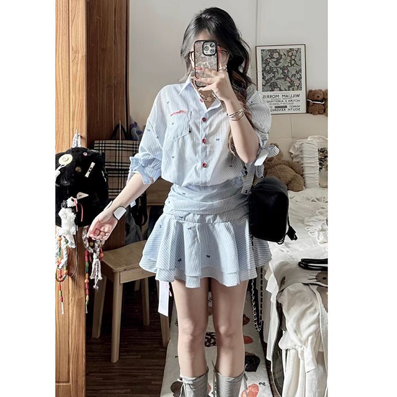 甜美可爱polo领条纹衬衫