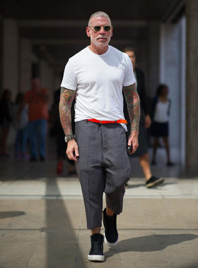 nick wooster裤子秋冬吊裆哈伦裤男士日系复古宽松垮裤8分小脚裤