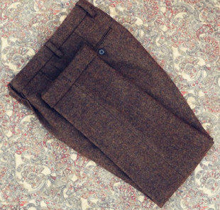 直筒裤 英伦复古毛呢修身 男 保暖羊毛人字纹休闲九分西裤 秋冬大码