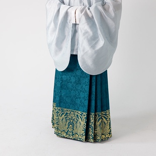 南山集雀蓝双凤织金高经密缎面明制织金马面裙4.5米摆6对褶微梯