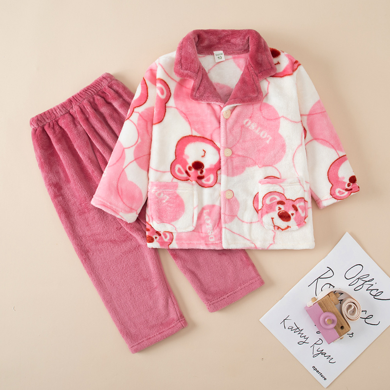 秋冬法兰绒睡衣保暖套装