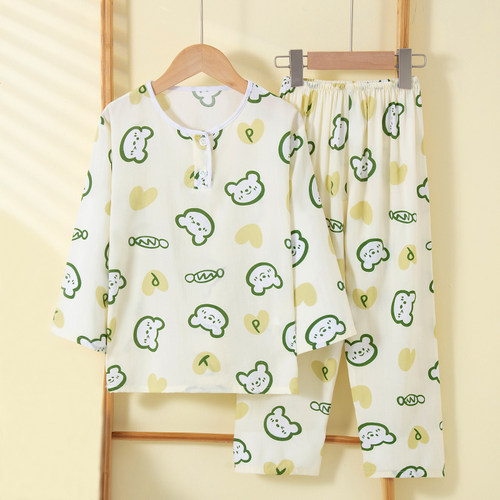 夏季儿童棉绸薄款家居服套装