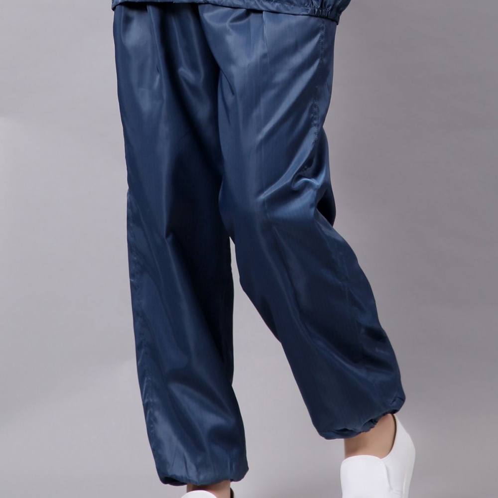 防尘服裤子劳保服裤子薄条纹防静电裤防灰尘化工防尘工作服松紧腰