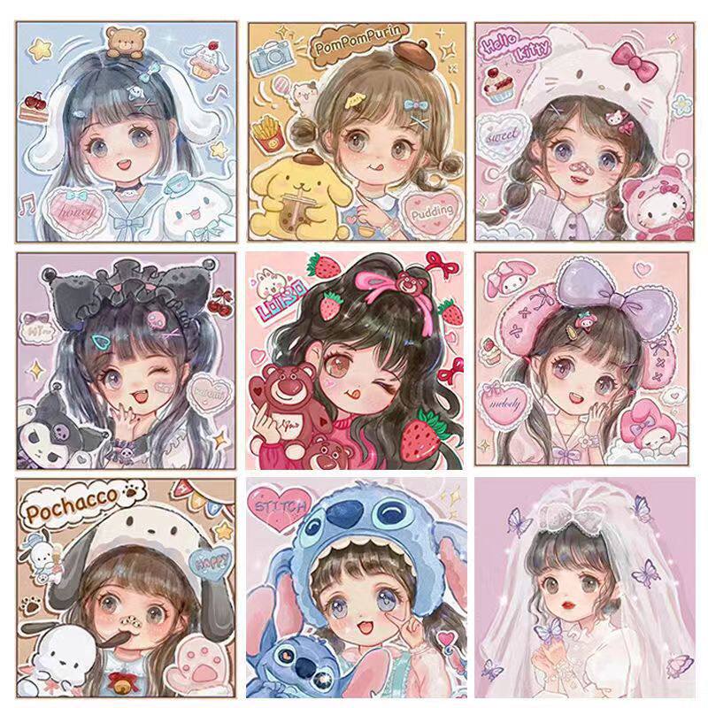 库洛米女孩钻石画画手工diy三丽鸥星黛露草莓熊砖石儿童贴画