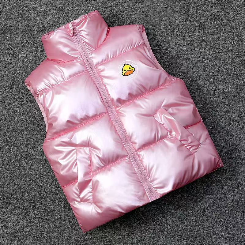 小黄鸭秋冬儿童免洗立领马甲短款男童女童外穿加厚时尚棉马夹潮