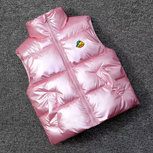 小黄鸭秋冬儿童免洗立领马甲短款男童女童外穿加厚时尚棉马夹潮