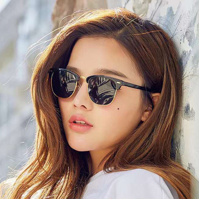 眉毛半框偏光太阳镜女显脸小夏季防晒眉线墨镜男款可配变色近视片