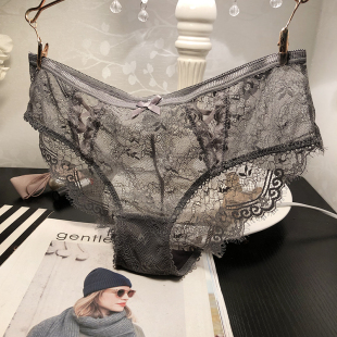 欧美OL优雅气质蕾丝交叉内裤 中腰纯棉内裆透视性感诱惑女士三角裤