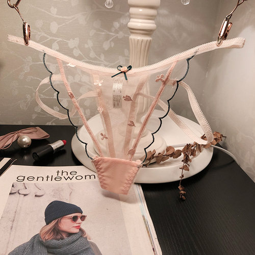 3送1性感女士丁字裤网纱刺绣t字