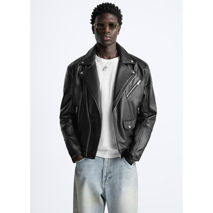 仿皮拉链机车风夹克PU皮衣外套 柜599 男装 新品 4391400 秋季