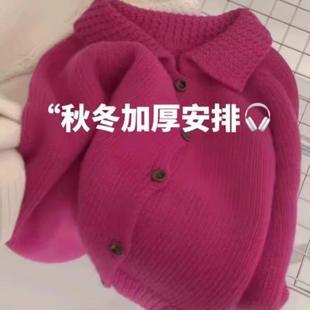 女秋冬宽松软糯梅子色加厚艺术生上衣 韩系穿搭复古奶fu24年秋冬季