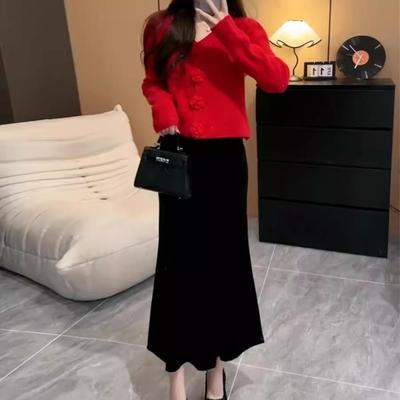 法式辣妹红色tina女秋季2024新款高级感轻熟风气质时尚设计感上衣