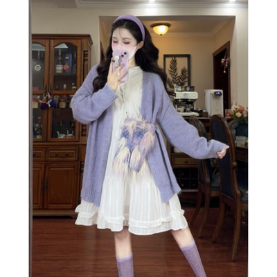 韩系甜美温柔软糯毛衣开衫外套