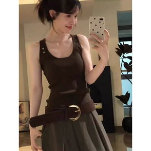 2025春秋新款 显瘦百搭针织吊带背心女内搭外穿打底上衣潮 韩版 修身