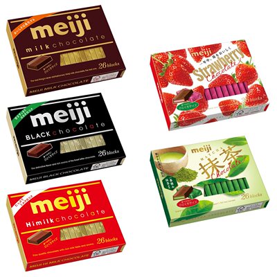 日本 meiji钢琴巧克力牛奶黑草莓特浓抹茶味 整盒26枚