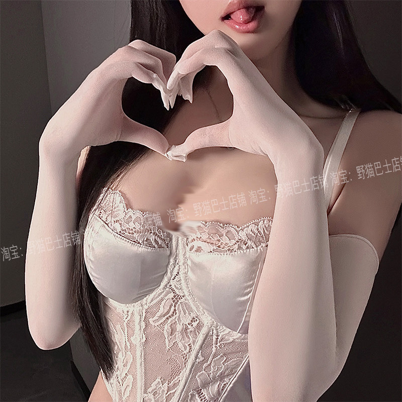 怪性感的~天鹅绒丝袜手套无缝五指套性感手丝黑丝cos袖套辣妹