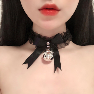 大铃铛脖圈项圈项链配饰可爱性感百搭三色cos扮演蕾丝丝带女