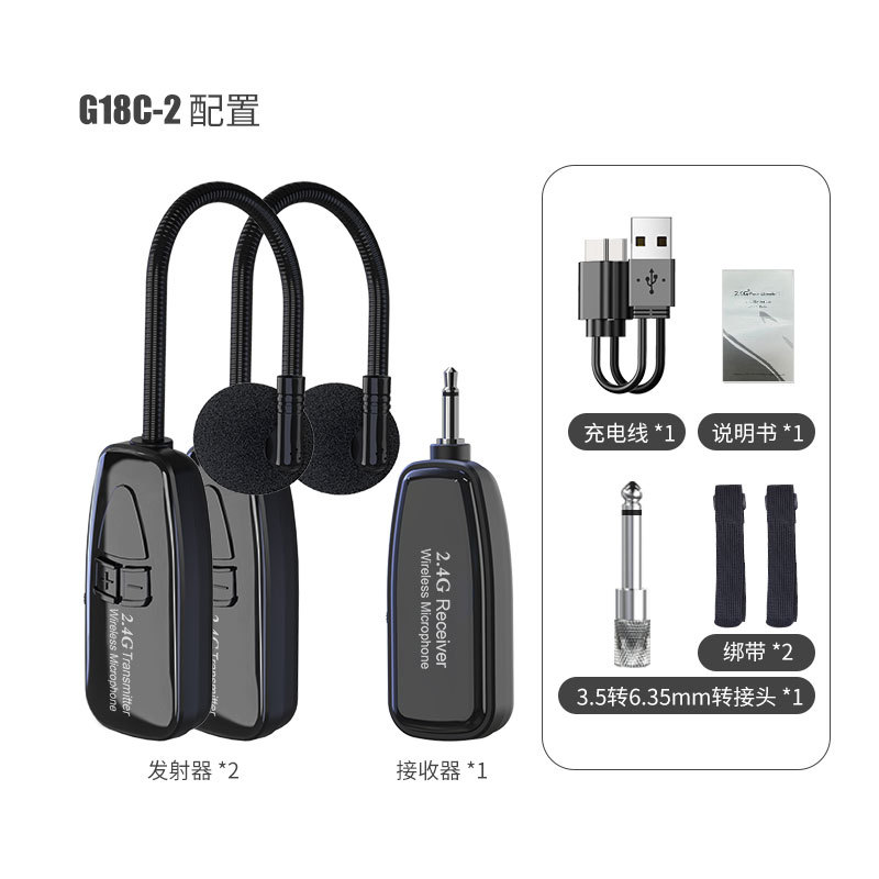 2.4G无线一拖二二胡麦克风图片