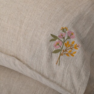 枕头套信封口不含芯外贸ins风纯色床上用品轻奢一对亚麻枕套纯麻