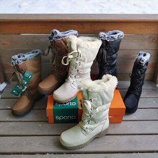 外贸冬季加绒雪地靴女中筒系带防水厚底保暖棉靴户外抗寒毛毛冬靴