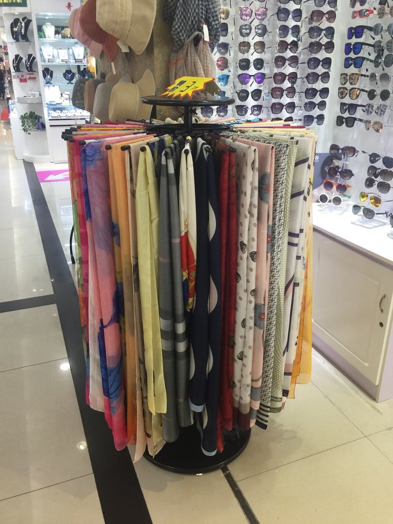 围巾架子展示架圆形简易服装店裤子披肩货架旋转丝巾陈列架落地式