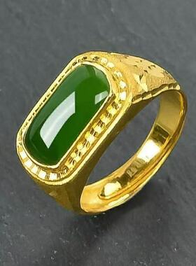 2026新款和田玉帝王绿男士戒