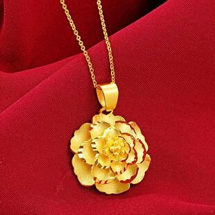 新款大金花金色o字链项链女款百搭气质款大花朵项链毛衣链项链
