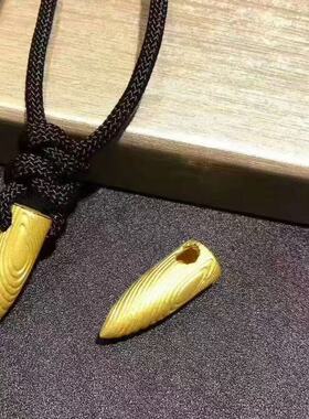 新款素纹子弹头金色吊坠项链