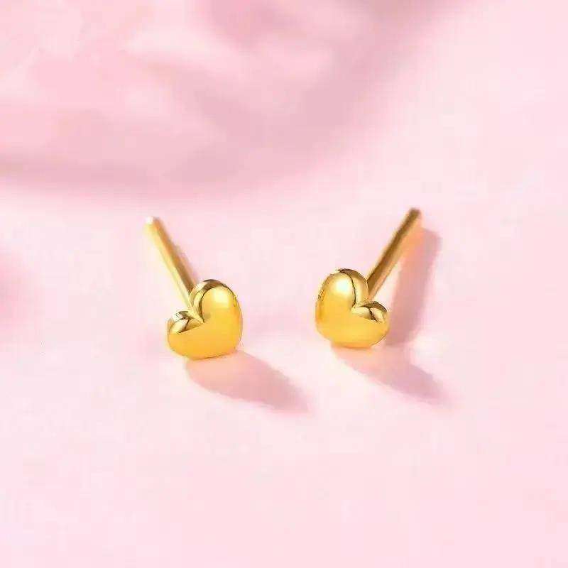 合金耳饰 金色典雅迷你光面爱心耳钉防耳饰气质时尚百搭磨砂,饰品/流行首饰/时尚饰品新,耳钉,淘宝优惠券,粉丝福利购,淘宝优惠卷