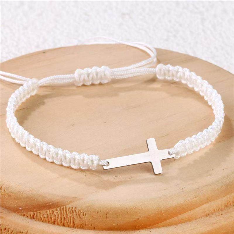 合金布艺手链 手工编绳可调百搭简约银色十字架吊坠编织手链,饰品/流行首饰/时尚饰品新,手链,淘宝优惠券,粉丝福利购,淘宝优惠卷