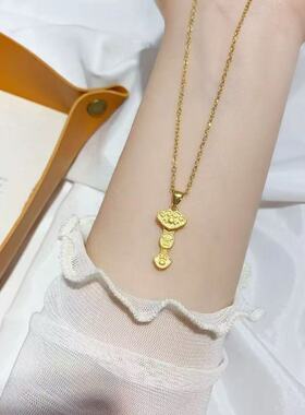 新款金色如意福字项链