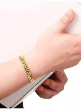 新款开运免税正品沙金手链女款高级表带手链送妈妈沙金色生日礼物