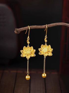 2026新款金色莲花耳钩