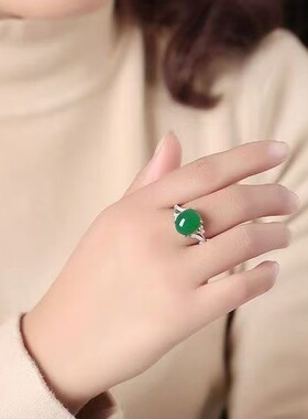 简约高贵绿石男女通用戒指