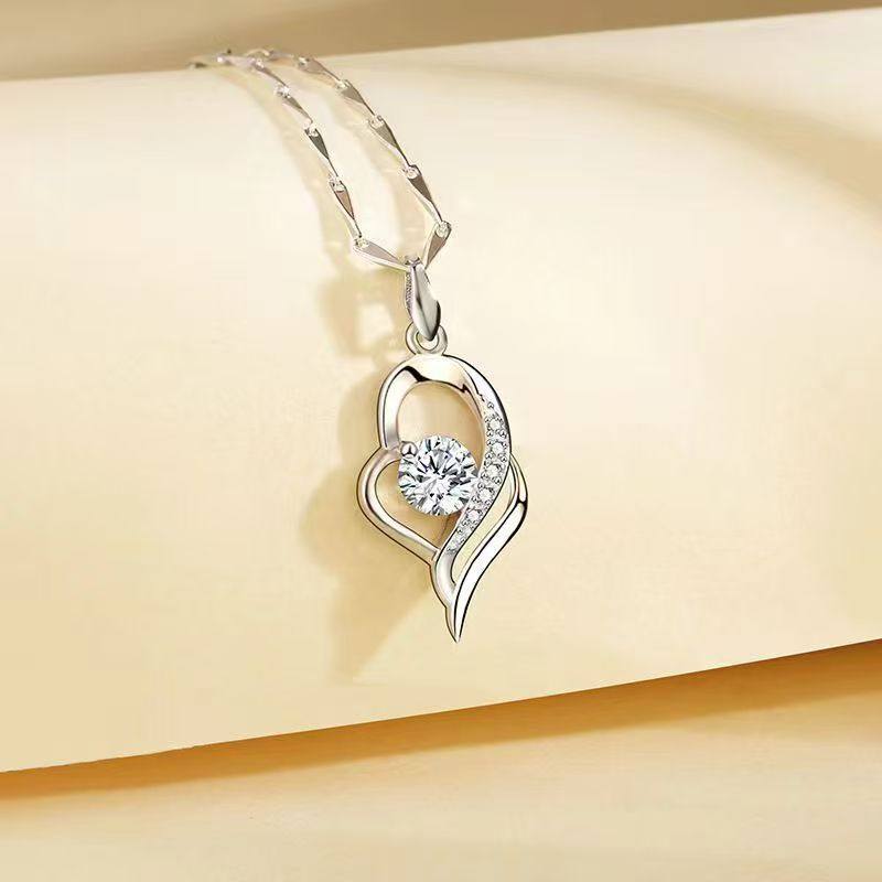 冷淡风项链女锁骨银色饰品吊坠正