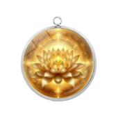 新款 圆牌金色莲花摆件花朵摆件好运吉祥之物挂件随身佩带
