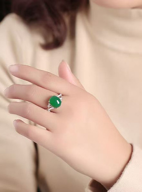 网红绿宝石开口可调女戒送女友