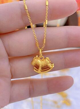 新中式小马铜钱平安扣项链
