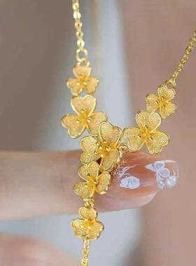 金色花朵锁骨链203432