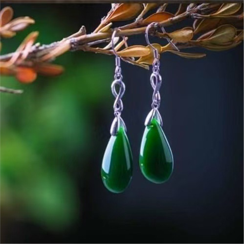 合金水晶耳饰 耳钩女式复古送妈妈礼镶嵌时尚百搭绿色长款古风,饰品/流行首饰/时尚饰品新,耳环,淘宝优惠券,粉丝福利购,淘宝优惠卷