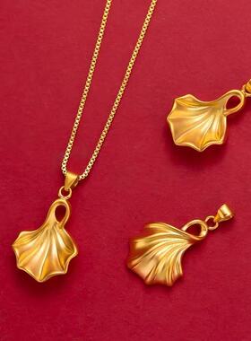 一叶暴富金色银杏叶项链