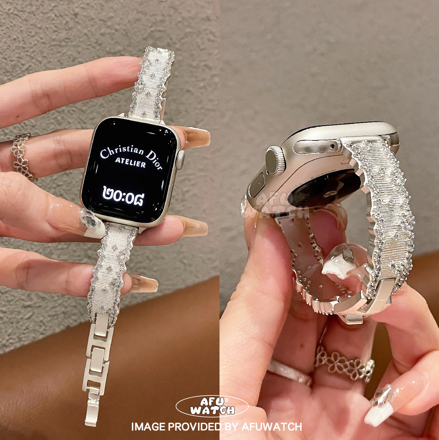 【细闪碎钻金属手镯】适用iWatchS11表带10苹果手表创意女