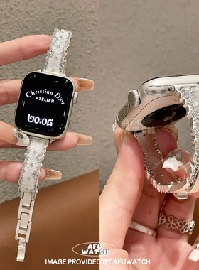 【细闪碎钻金属手镯】适用iWatchS11表带10苹果手表创意女se高级9
