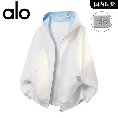 官方奥特莱斯品牌折扣 情侣春季撞色连帽开衫卫衣宽松休闲外套