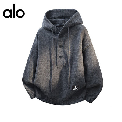 官方奥特莱斯】alo潮牌 情侣秋冬季连帽毛衣男宽松休闲针织衫卫衣