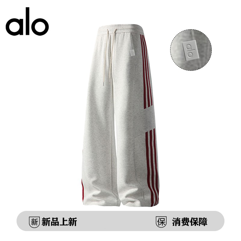 官方奥特莱斯】品牌折扣 情侣秋冬季加绒休闲裤美式条纹运动裤子