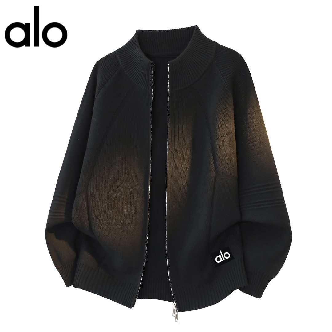 官方奥特莱斯】alo潮牌 开衫秋冬季毛衣男针织衫百搭拉链线衣外套