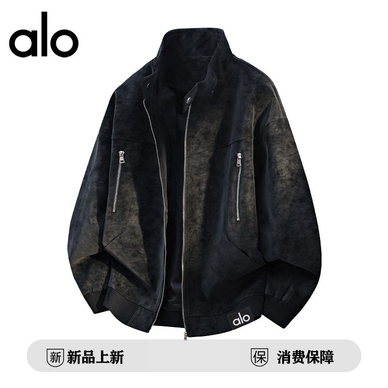 官方奥特莱斯】品牌折扣大码立领皮衣夹克男秋冬宽松休闲痞帅外套